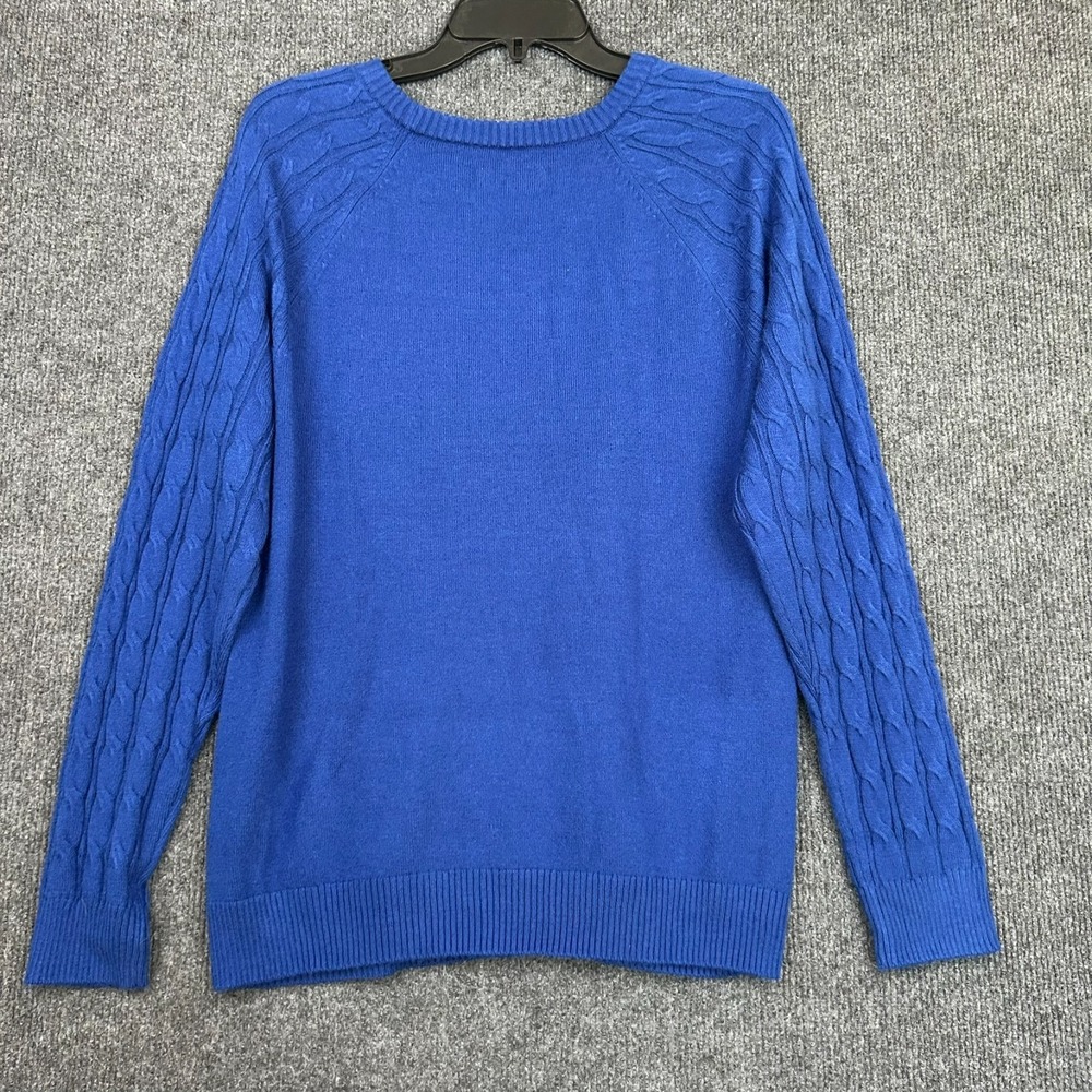 Lot of 2 - Croft & Barrow Women's L Sweaters Cable Knit Long Sleeve Blue Pink - Picture 4 of 16